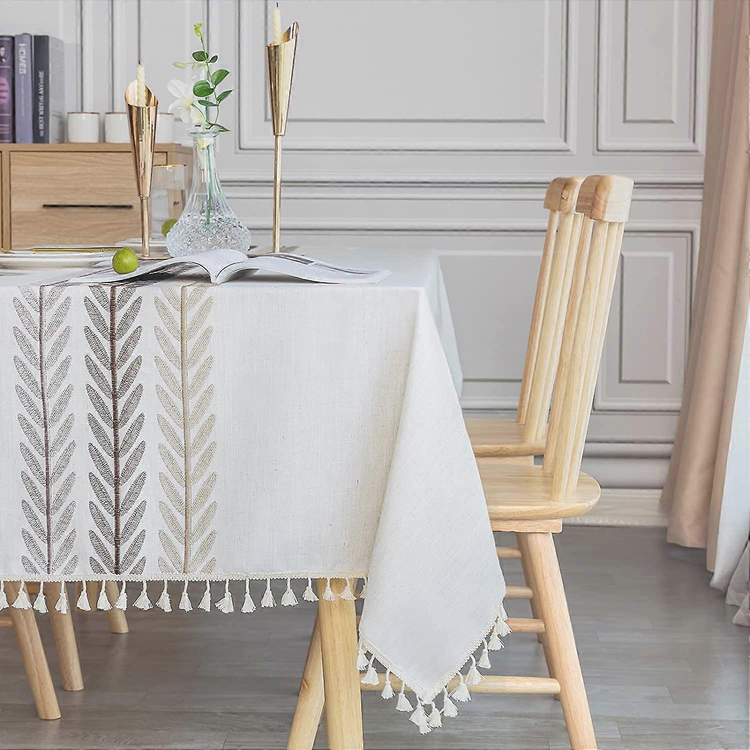 Tablecloth Table Cloth Waterproof Stain Proof Rectangular Cotton Linen 140x200 Elegant Table Cloth Linen Rectangle for Kitchen Table Decoration