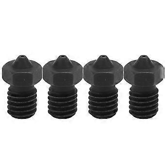 4 stuks V6 gehard stalen mondstuk hoge stroom hoge temperatuur resistente v6 metalen mondstuk voor CR 10 Anet8 3D-printers 0,6 mm YEMMA
