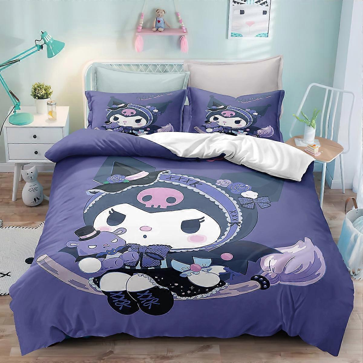 v5058 מצעים מצעים Ku-romi סט שמיכות 3 יח 'עם 2 ציפיות, סט מצעים Kuro-mi לילדים מבוגרים, כל העונה מצעים קלים 