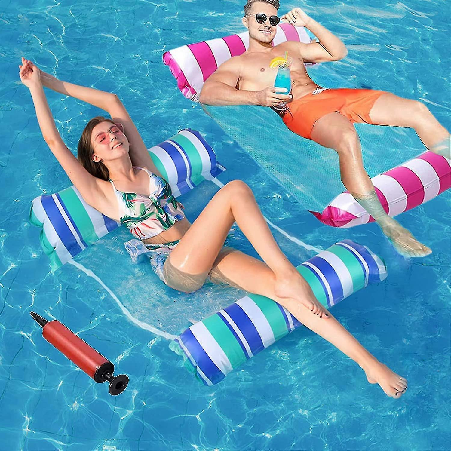 inflatable pool mattress, 4 in 1 multi-use 2 pack with air pump (120*70cm)