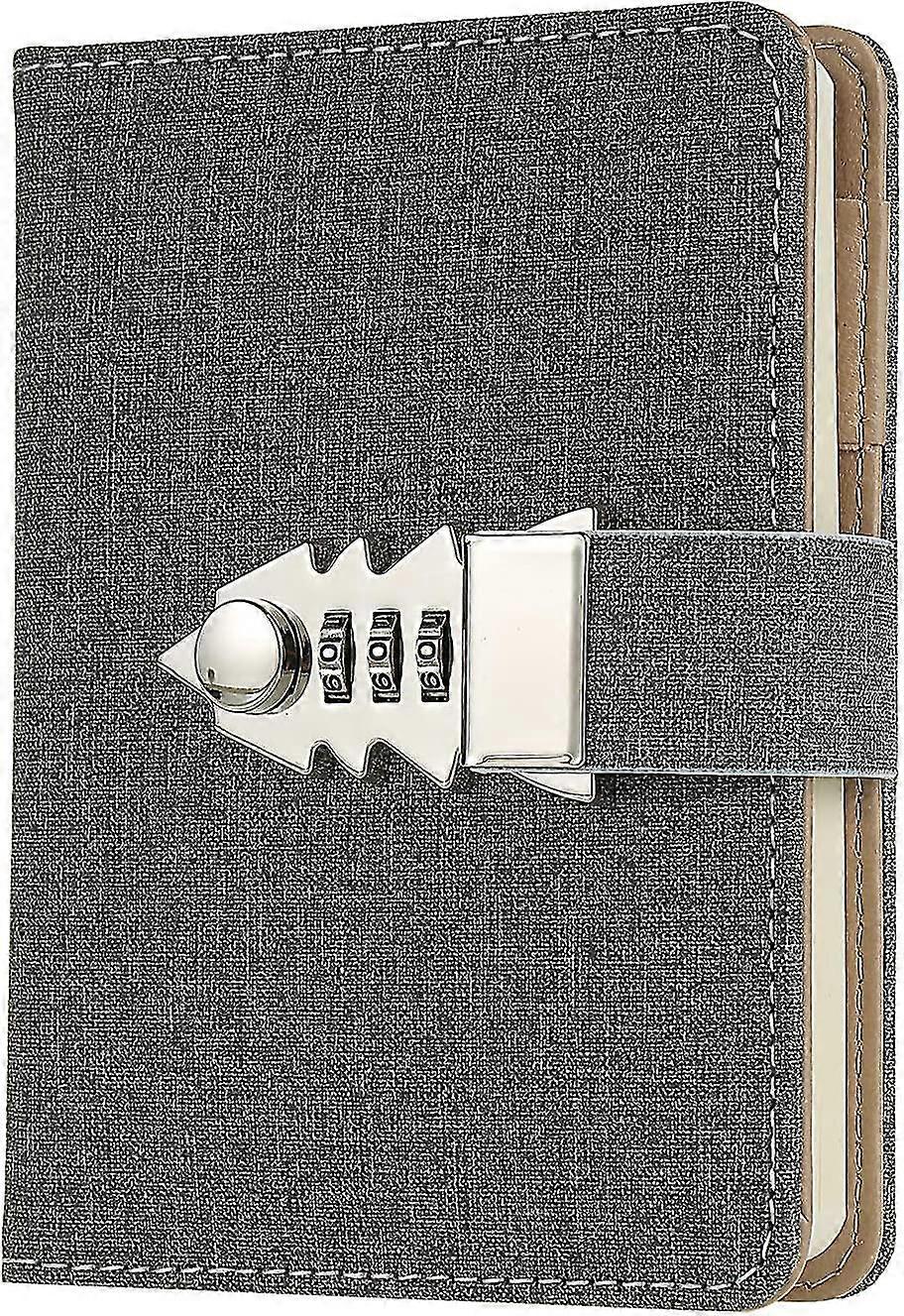 Small Notebook With Lock Writing Travel Diary A7 Mini Notebook Gray1pcs)