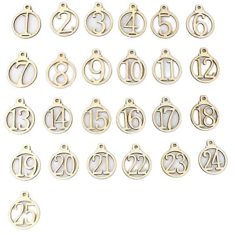 Calendar Advent 24pcs Xmas Numbers Hanging Wooden Calendar Countdown Tree Christmas Ornament Tags Pendant Decoration & Hangs
