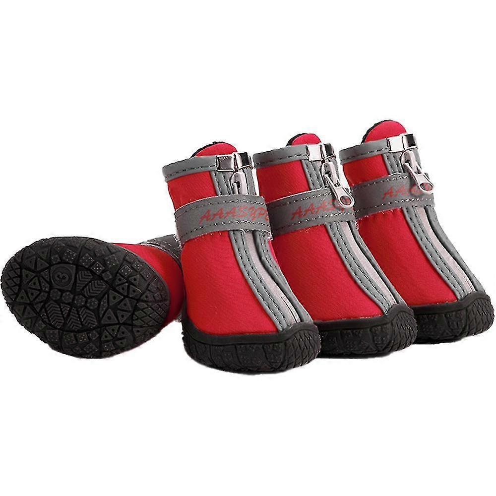 Dog Boots Waterproof Rain Winter Snow Shoes For Puppy Dog With Reflective Strip Soft Comfortable Anti-slip Rubber Sole 4pcs