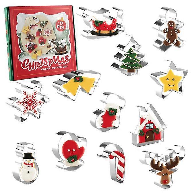 12Christmas Cookie Cutters, Winter Holiday Cookie Cutter Set