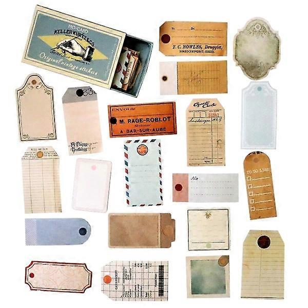 60x Adhesive labels in Ash, Vintage - No. 3 multicolor