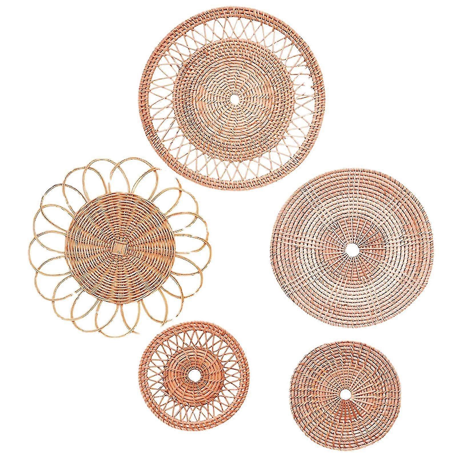 ديكور سلة الحائط - مجموعة ديكور الحائط المنسوجة للسلة الداخلية والخارجية ، ديكور الجدار Boho للفناء ، غرفة المعيشة ، غرفة النوم ، الحمام