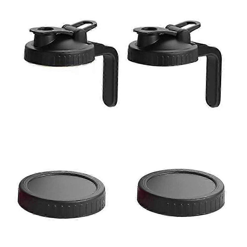 Wide Mouth Jar Pour Lids,2 Pcs Flip Cap Lid with Handle & 2 PCS Leak-Proof Seal Lids for Food Stora