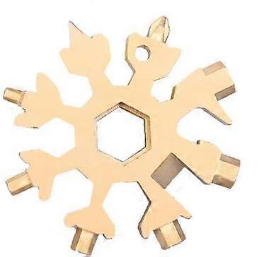 2pcs Gold Multifunctional Snowflake Portable Repair Tool Alloy Material Octagonal 18 in 1 Hand Keychain Screwdriver Bottle Opener Tool 6.2 6.2cm