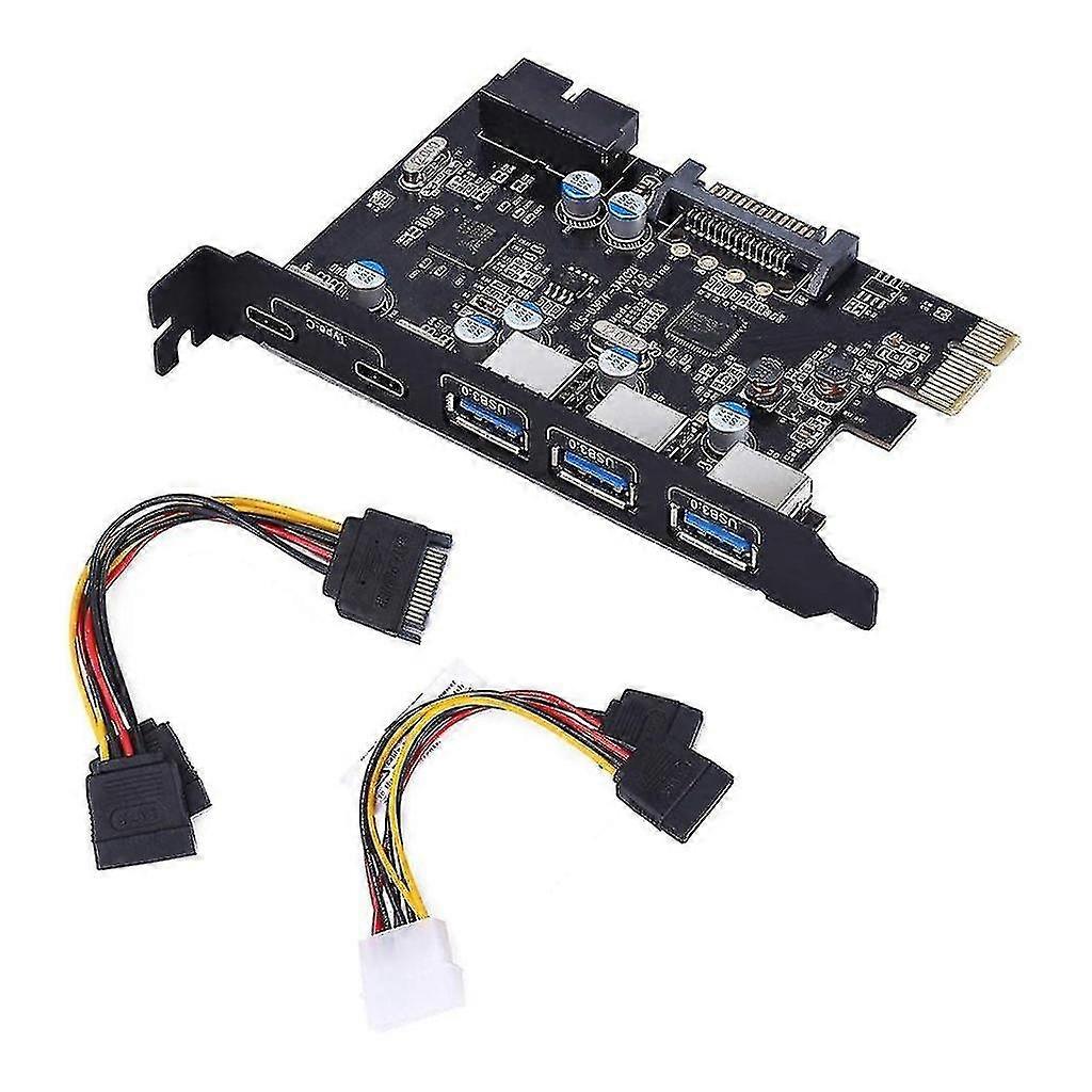 5-port Usb3.0 Type-c Pcie Pci-e Expansion Card Adapter Typea Extender Card