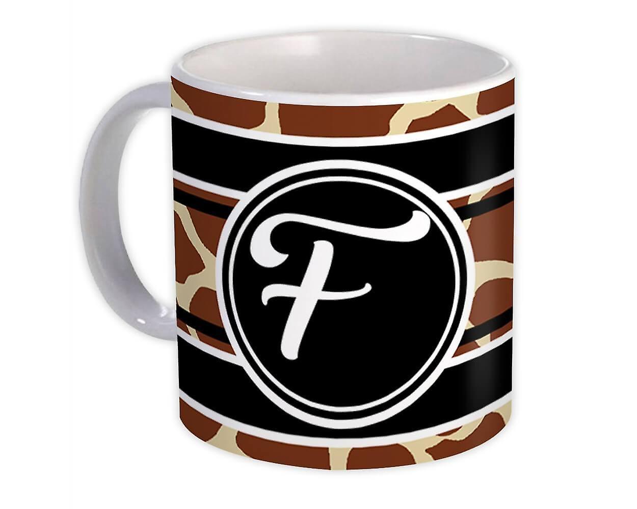 Gift Mug: Monogram Letter F Giraffe