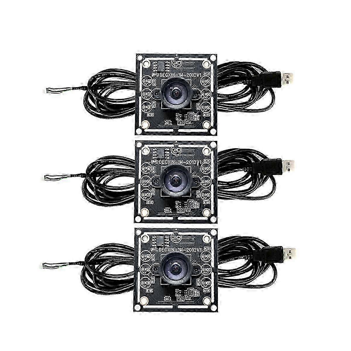 3 יחידות מודול מצלמה 100 מעלות 1MP OV9732 1280x720 USB ללא דרייבר פוקוס ידני, עם כבל באורך 2 מטר