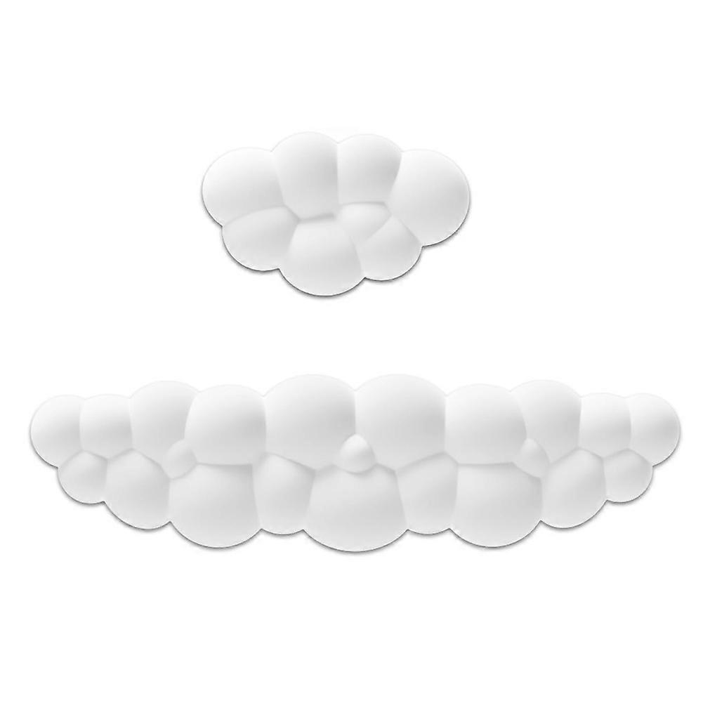 Cloud Wrist Rest Pad Kit Keyboard Wrist Rest Mouse Wrist Rest Memory Foam Palm Rest for Keyboard Mouse Non-Slip White