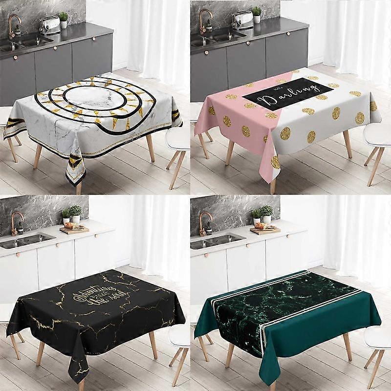 Light Luxury Nordic Marble Geometric Black and White Pink Tablecloth Rectangular Coffee Table Dining Table Waterproof Tablecloth