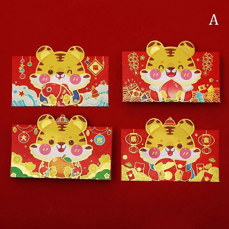 4/6pcs Chinese Lucky Red Envelope Tiger Year Red Envelope Year Red Packetenvelope