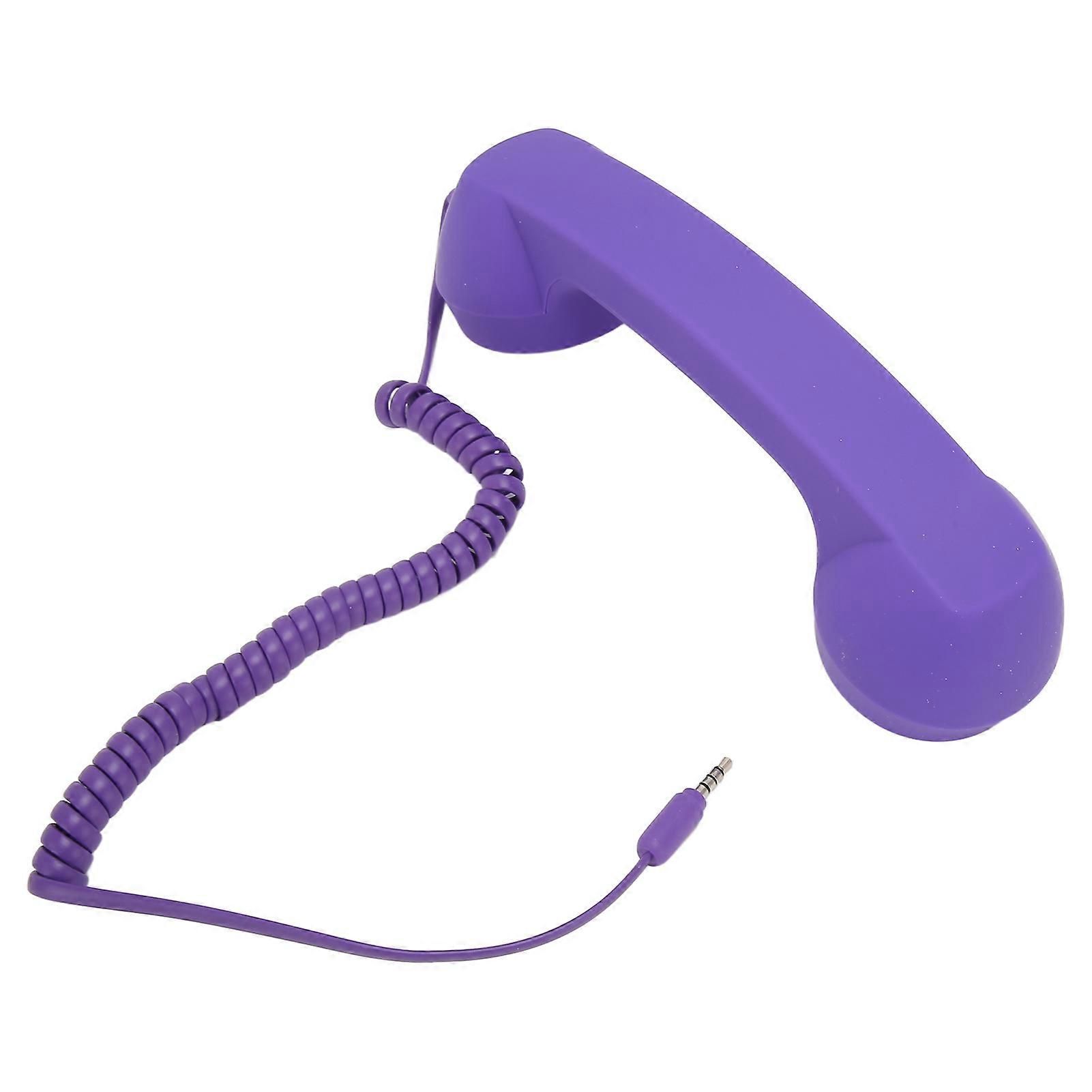 Wired Telephone Handset Receiver with 3.5mm Plug for Smartphone and Computer in Purple