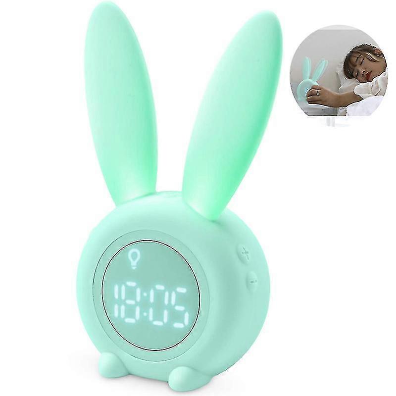 children's light alarm clock cute rabbit children's alarm clock creative bedside lamp snooze function, time-controlled night light, children's
