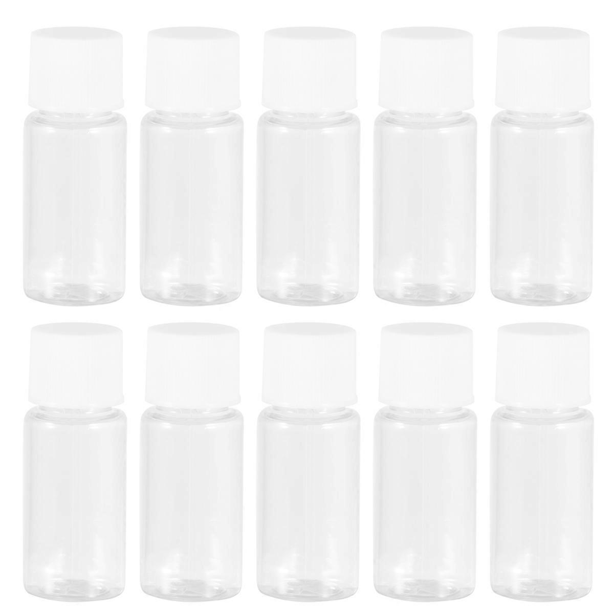 25 stk. 10 ml prøveflasker, påfyllbar plast gjennomsiktig lotionflaske med dusjsåpe