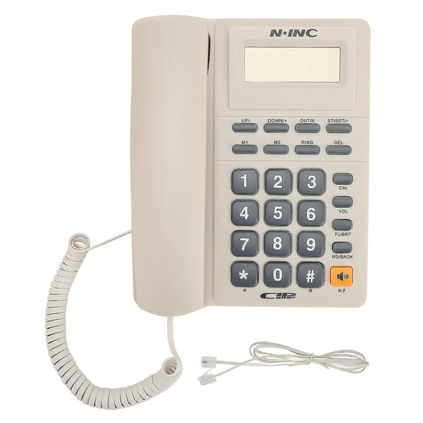 White Corded Landline Phone with Caller ID Display and Speed Dial compatible with Home Office