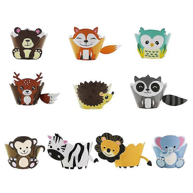 12 Sets 4 Different Pattern Practical Lovely Cartoon Shape Patterns Cupcake Wrappers Paper Baking Cake Decoration Wraps