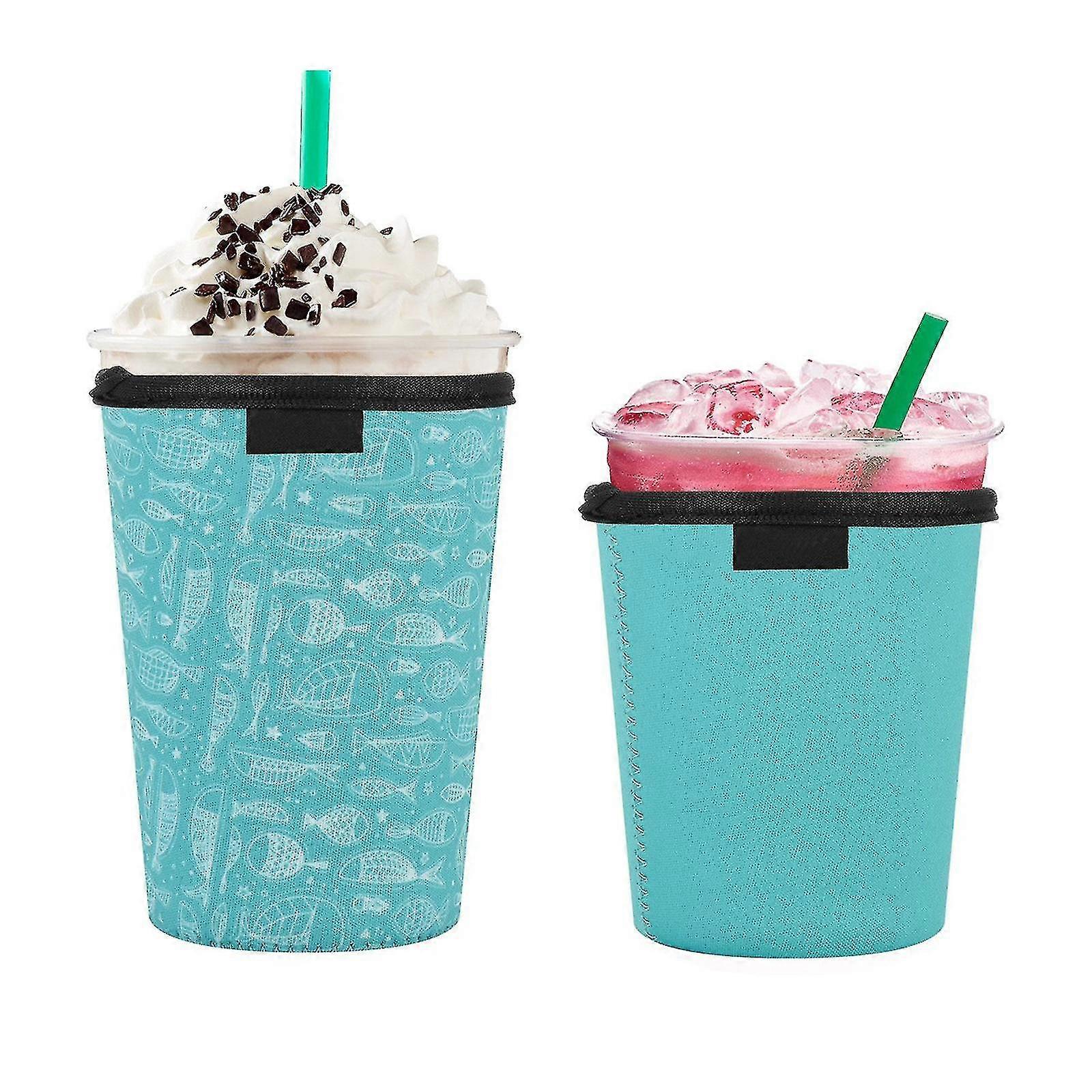 2 Pack Reusable Iced Coffee Sleeves - Insulator Sleeve For Cold Beverages, Cup Holder(blue)