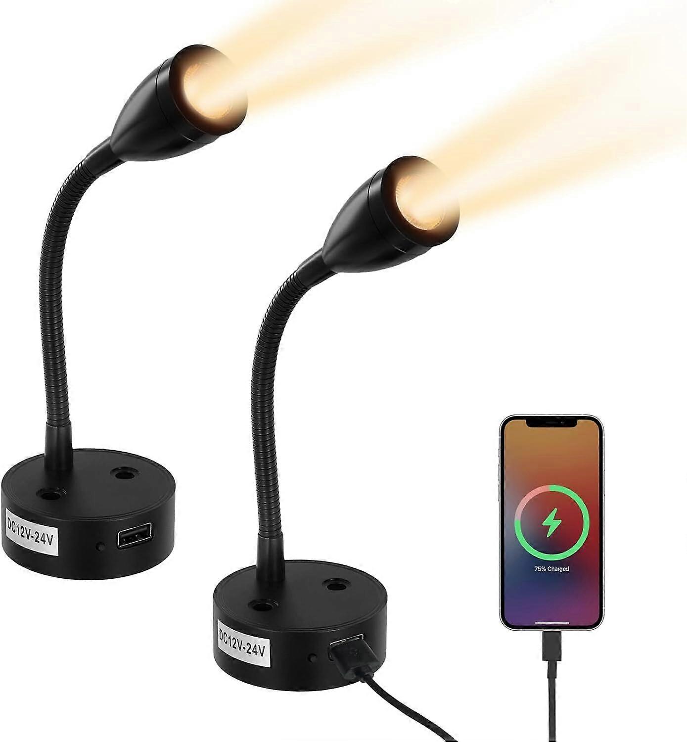 12V Reading Light with USB Charging Port, 1PCS RV Interior Lights