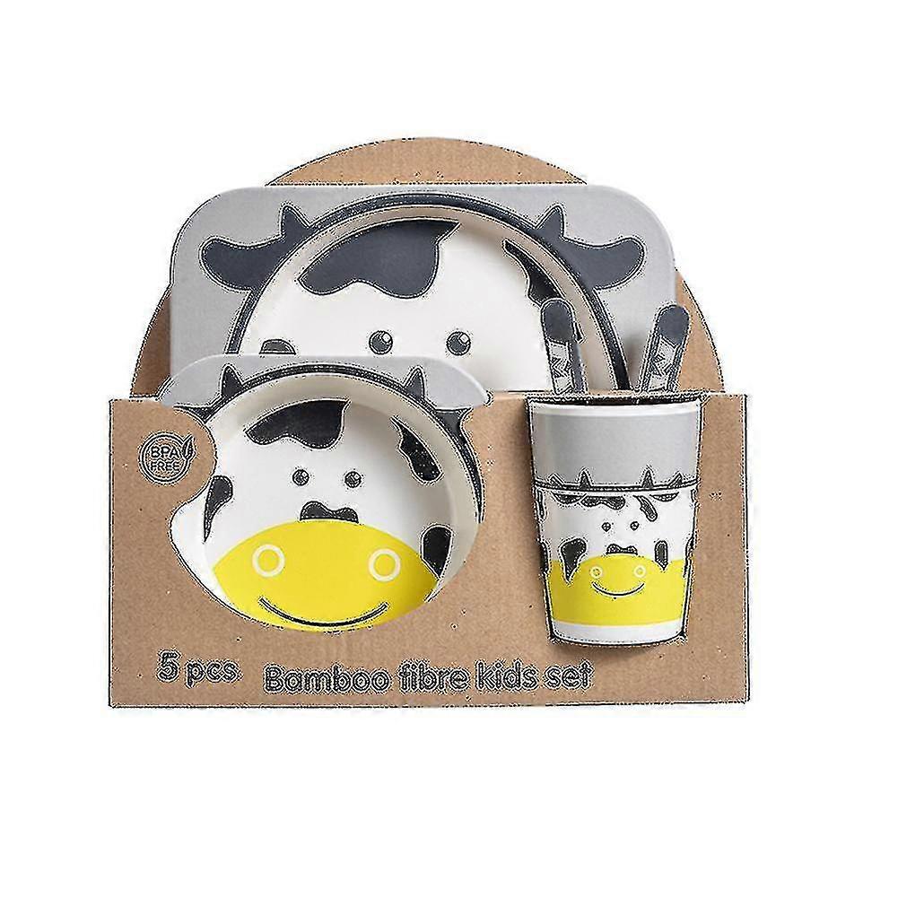 5-piece Set Of Bamboo Fiber Cartoon Pattern Children's Tableware