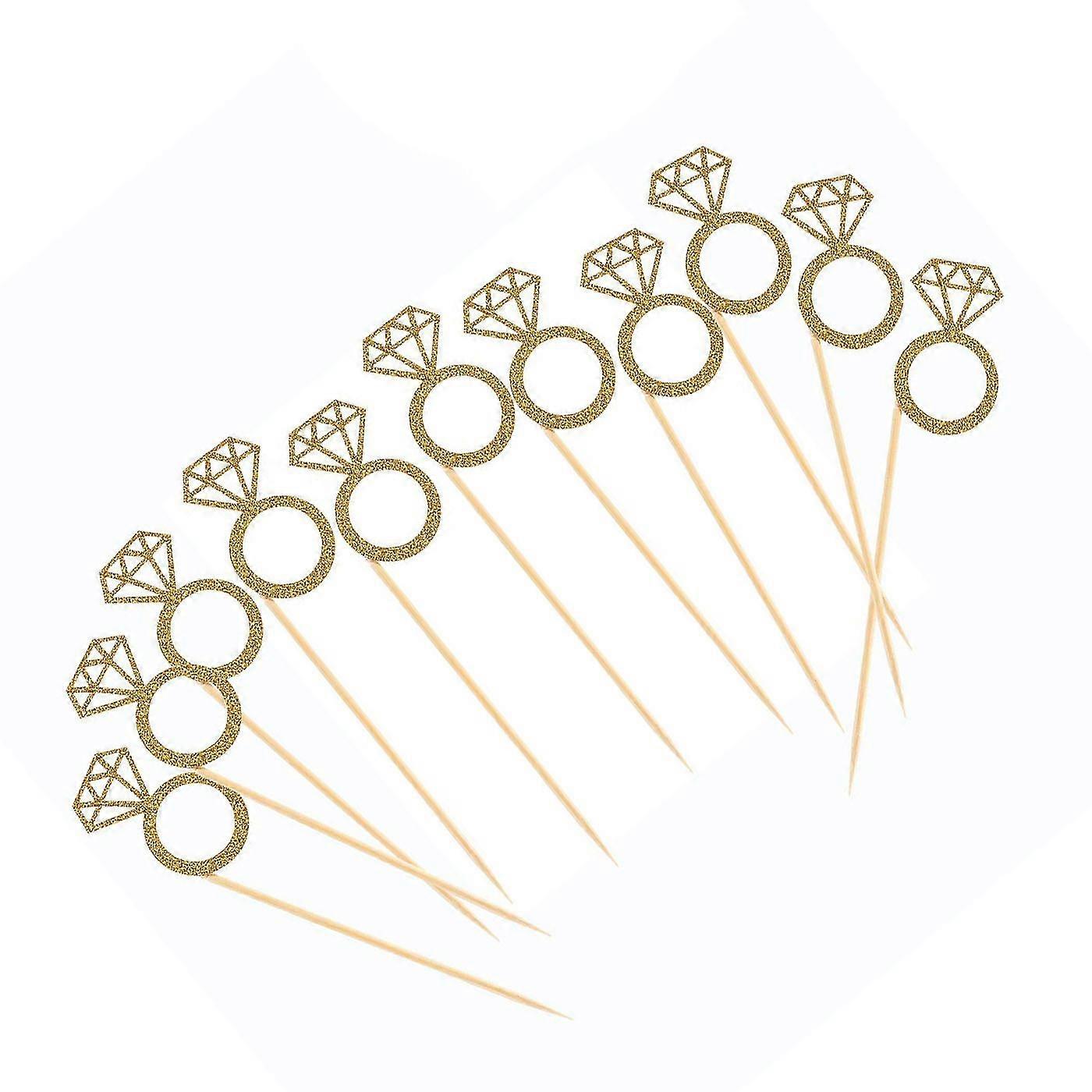 50pcs Diamond Ring Cake Insert Gold