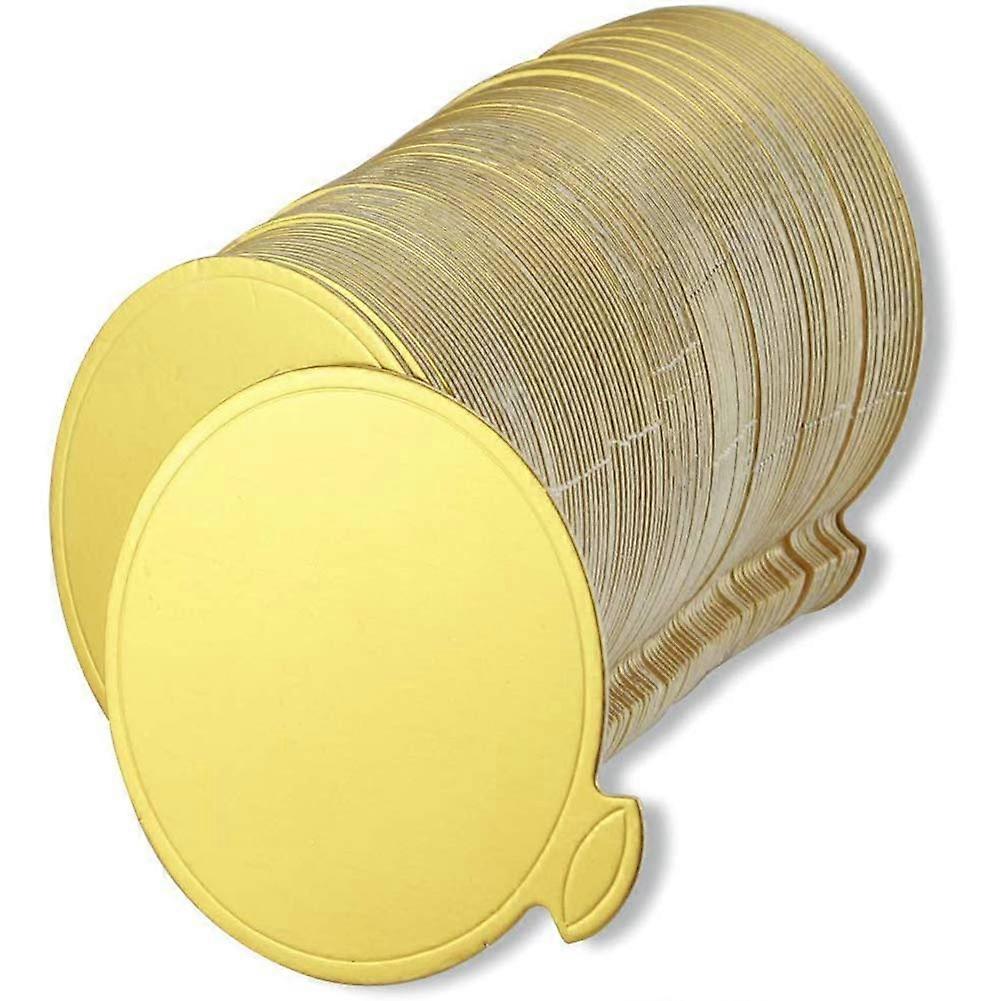 Mini Round Golden Cardboard Cake , Mousse Cake Plate, 100 Pieces Cake Paper Plate Round Cardboard D