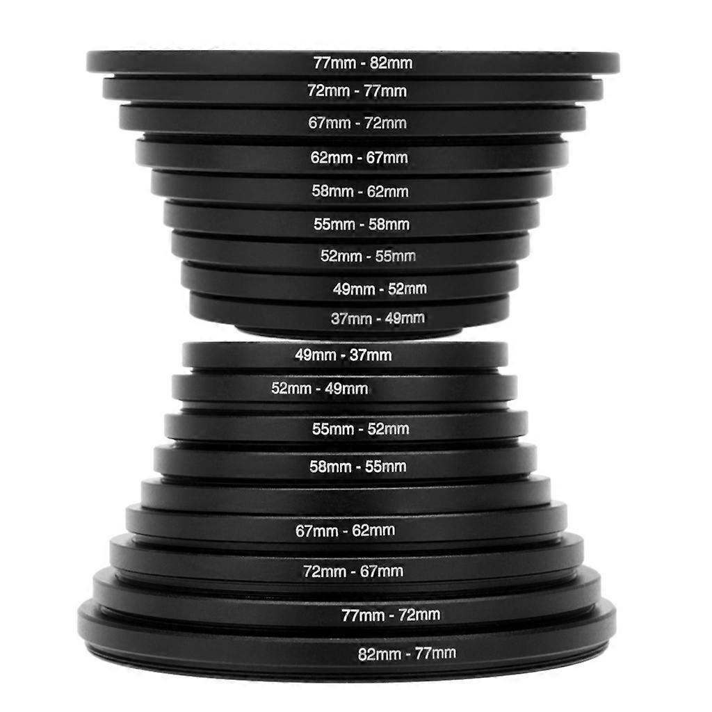18pcs Step Up / Down Lens Filter Ring Adapter Set 37 - 82mm 82-37mm DSLR Mount