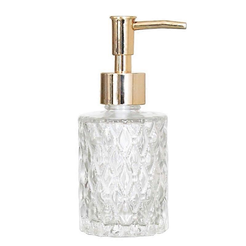 160ml Glass Hand Soap Dispenser with Press Pump Clear Diamond Design Refillable Lotion Liquid Refillable Empty Bottle for