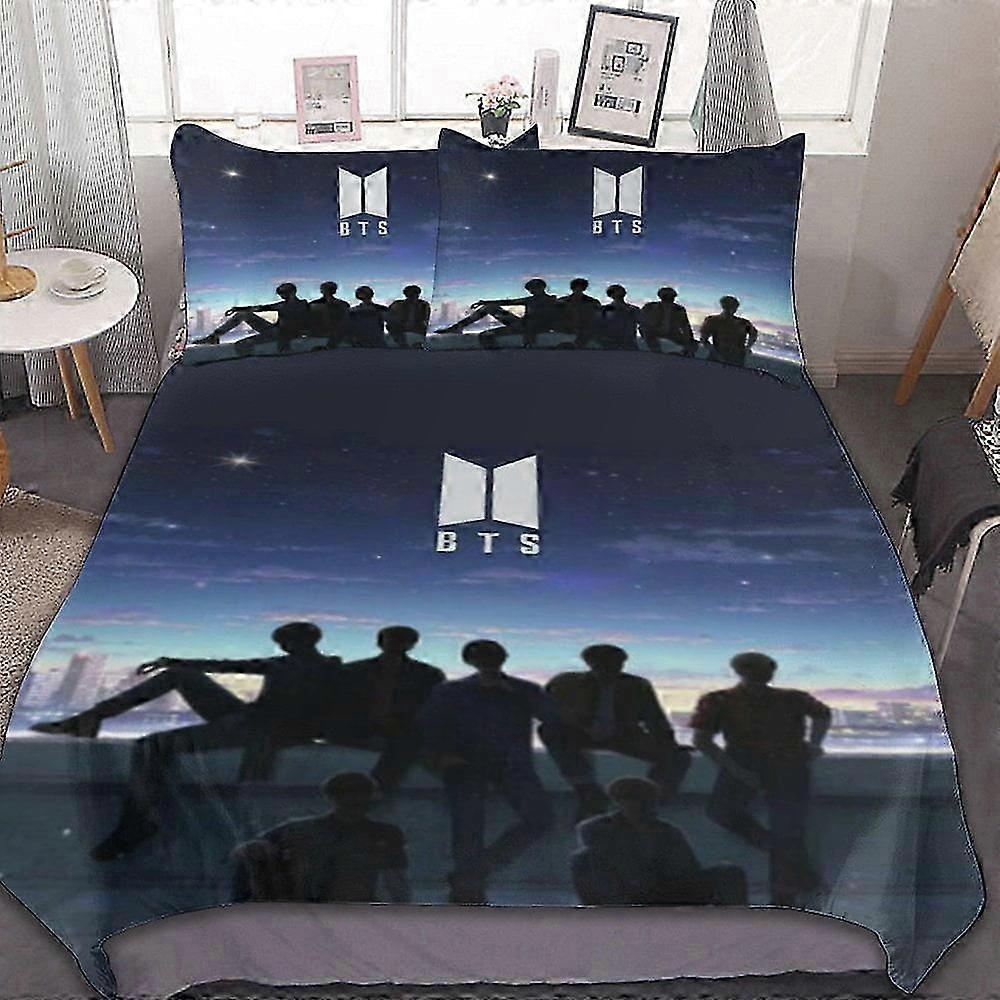 o2793 Lençóis de Cama Conjunto de Capa de Edredom para Crianças, Conjunto de Capa de Edredom Kpop B com Capa de Edredom e Fronhas Conjunto de Cama 3S (1 Capa de Edredom e 2 Pil