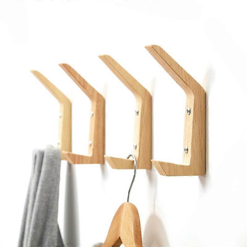 4pcs Wooden Wall Hangers Clothes Hanging Hooks
