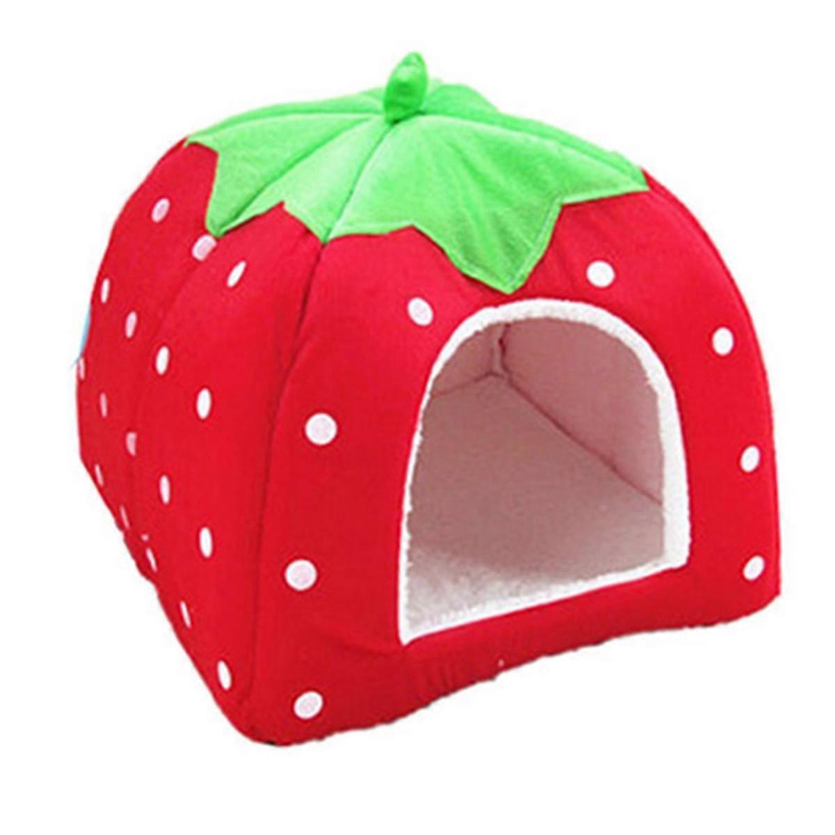 Dog Kennel Dog Fashion Mat Basket Soft Strawberry Pet Dog Cat House Pet Tent Dog House Small Dog Kitten Bed Cat House M