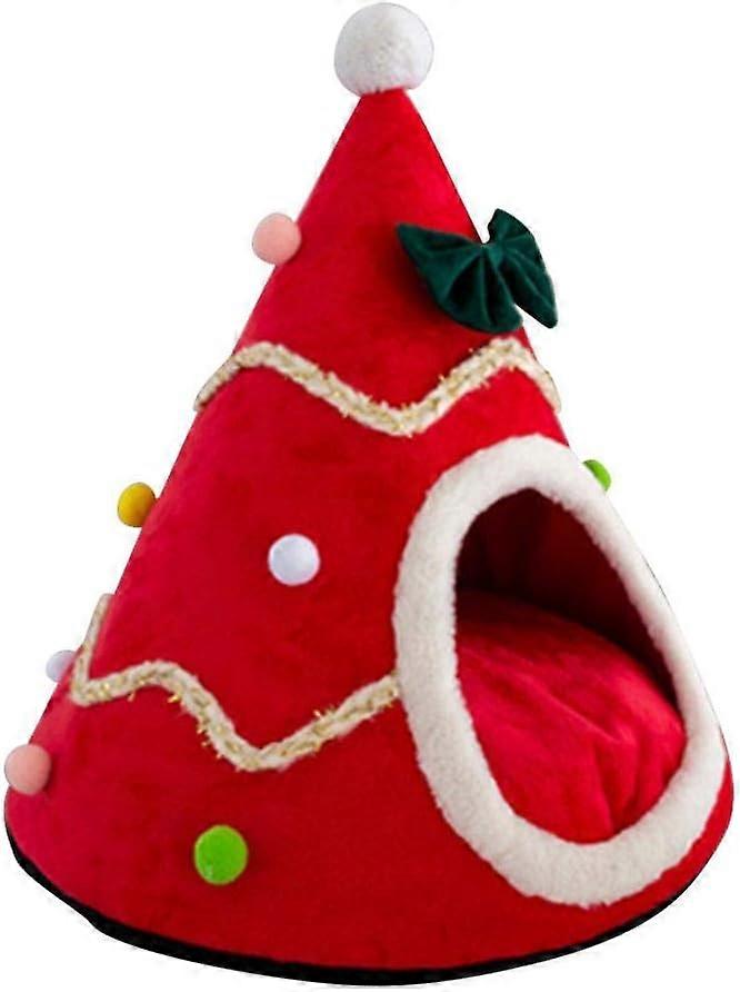 Kennel for cats and dogs-Christmas tree shape closed foldable pet kennel to keep warm in autumn and winter fashion cat house l