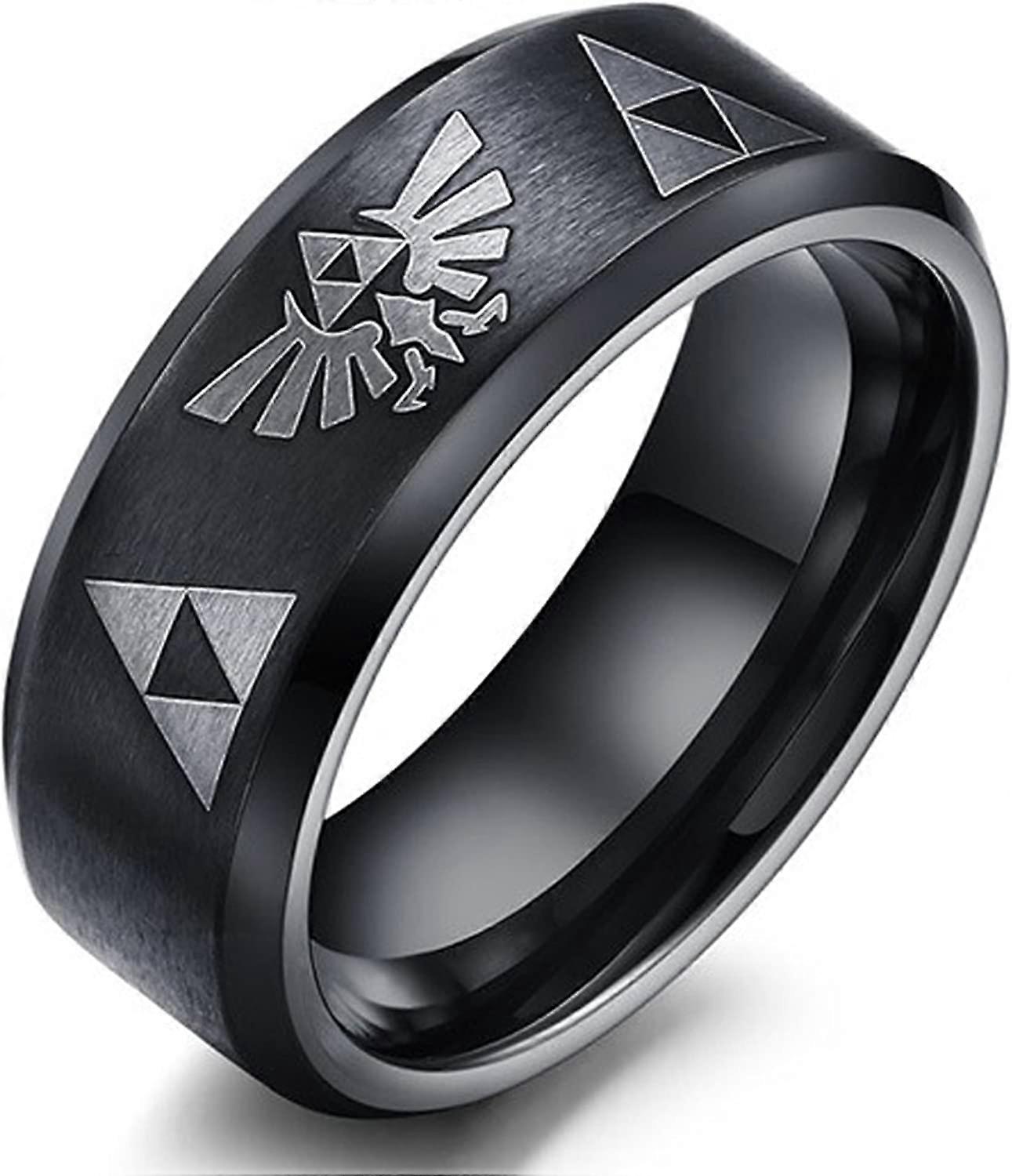 UBIUO 8mm The Legend of Zelda Triforce Ring, Stainless Steel Matte Finished Bands - -