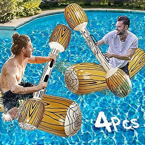 Liangnv 4 Pcs Inflatable Pool Fighting Float Row Toys Battle Log Rafts for 2 Players Adults Children Summer Pool Party Water Sports Games Float Toys S