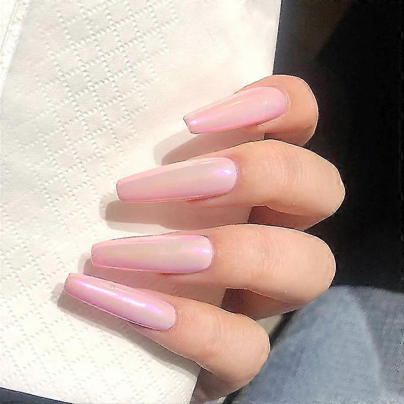 Laza 96-teiliges Fake-Nails-Set, Lange Ballerina-Form – Inkl. 4 Designs, UV-Decklack, Für Partys & Alltag
