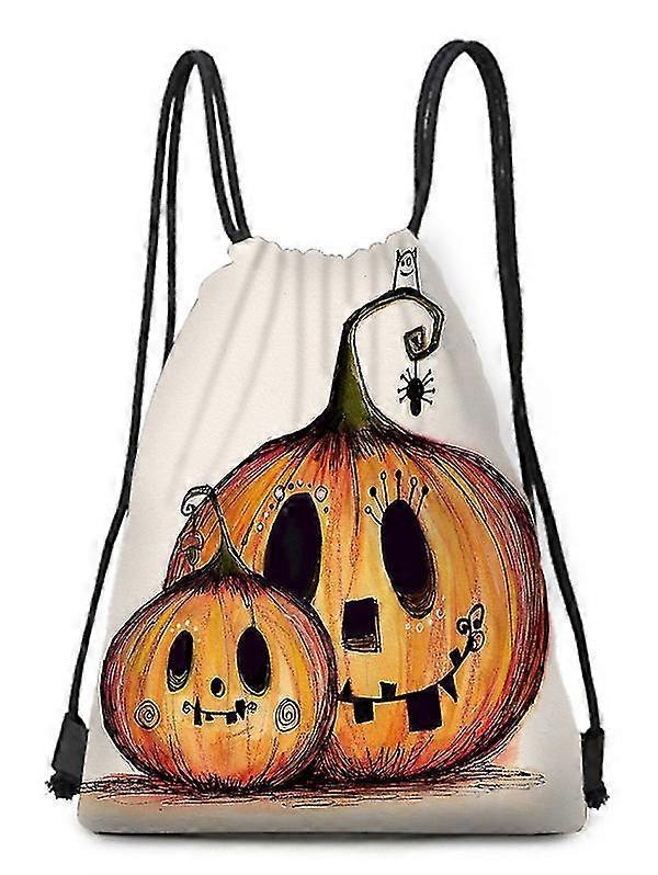 Halloween Pumpkin Print Drawstring Backpack