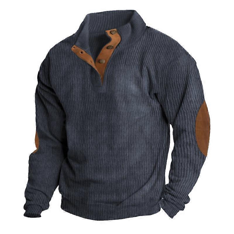 Herren Cordhemd Revers Kragenpullover Langarmpullover