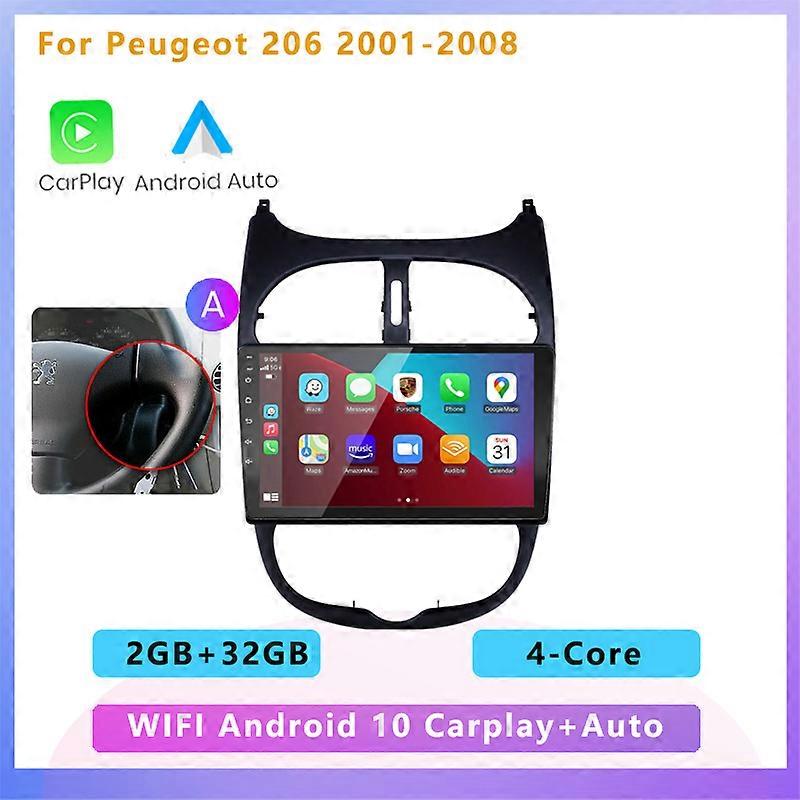 2DIN 4G+64G 4G version android auto car multimedia video player carplay GPS navigation RDS NO DVD For Peugeot 206 2008 2001-2016