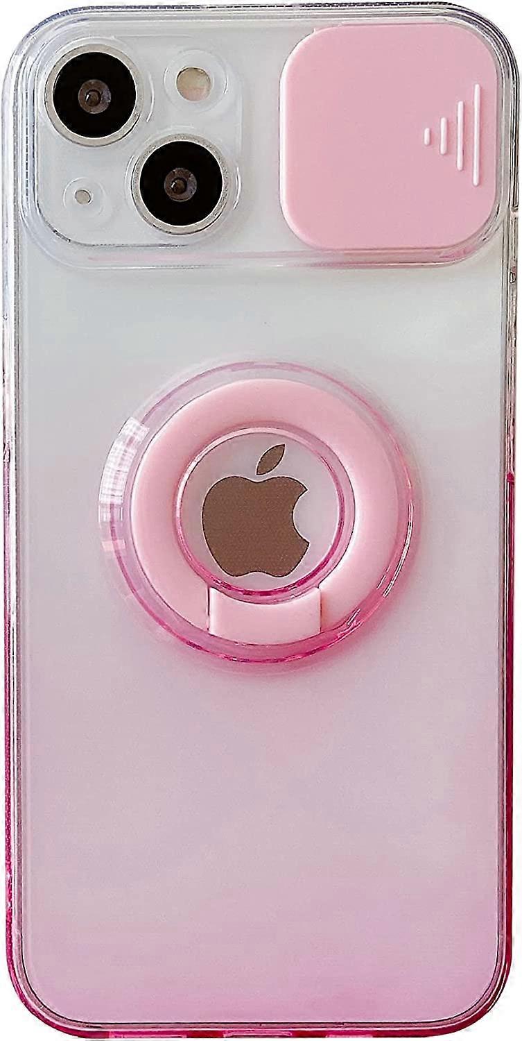 Slide Lens Camera Protection Gradient Color Ring Holder Clear Soft iPhone Case (Bleu, iPhone 12)