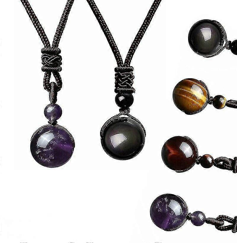 Natural Tiger Eye Black Obsidian Necklace