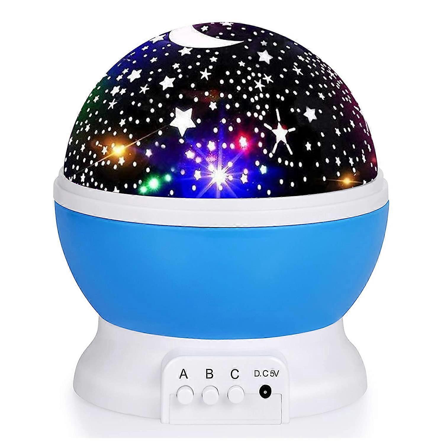 Kids Star Night Light, 360-Degree Rotating Star Projector, Desk Lamp 4 LEDs 8 Colors Changing with USB Cable