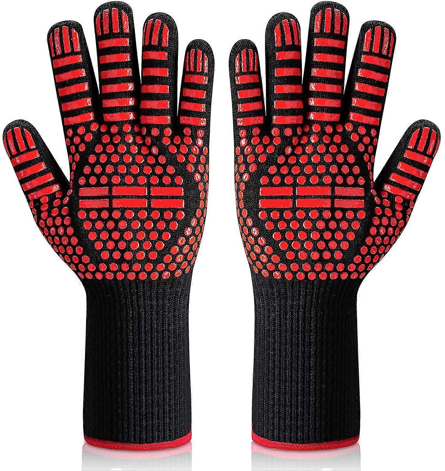 Guantes de barbacoa antiescaldaduras-rojo