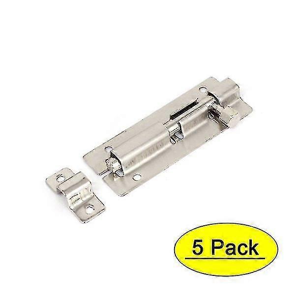 5 Pack 3" Long Door Gates Security Silver Tone Latch Slide Lock Bolt