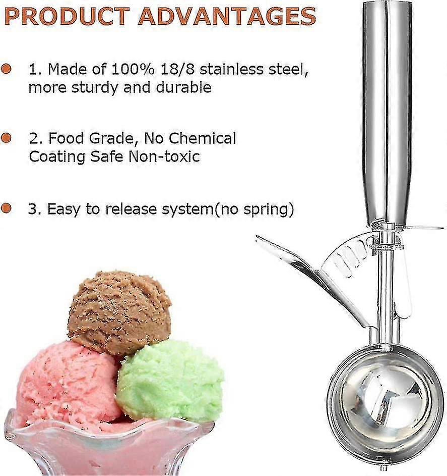 Ice Cream Scoop With Trigger, Cookie Scoop, Large Size Ice Cream Scooper Stainless Steel Ice Cream Scooper
