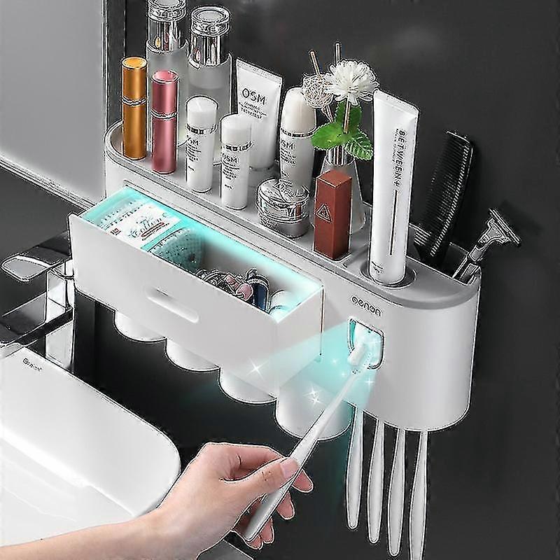 Inverted Magnetic Automatic Toothpaste Dispenser, Toothpaste Squeezer, Wall Storage Rack, Bathroom Accessories
