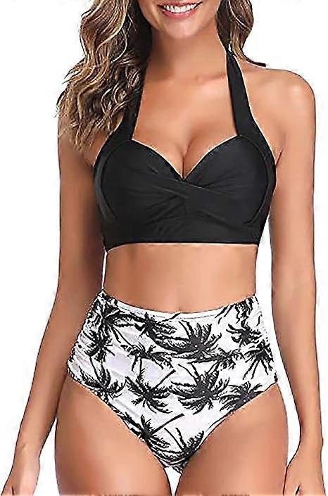 Traje de bao de dos piezas para mujer, estilo vintage, cuello halter