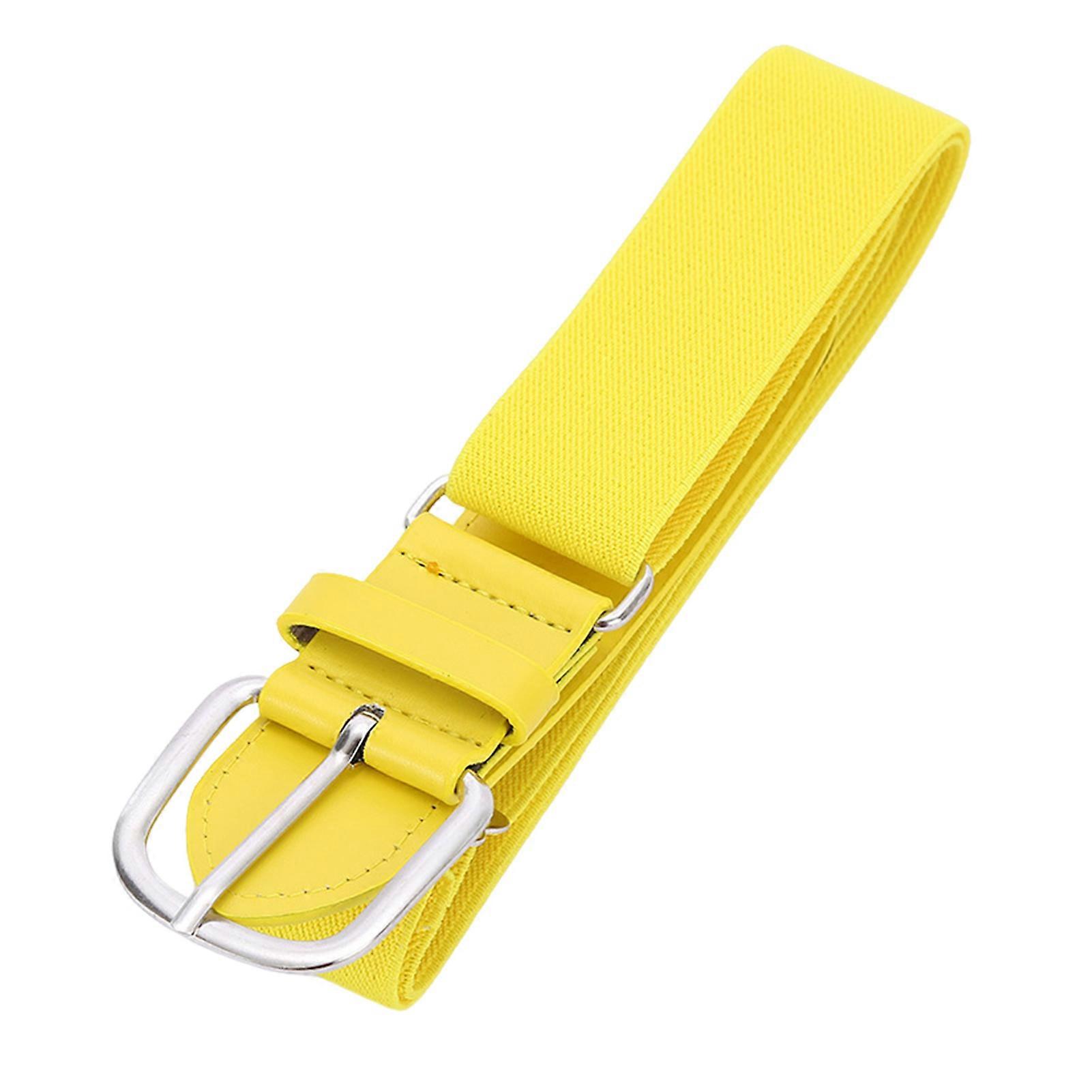 Teenager Elastic Baseball Softball Belt Adjustable Length Alloy Buckle Belt Solid Color Imitation Leather Belt