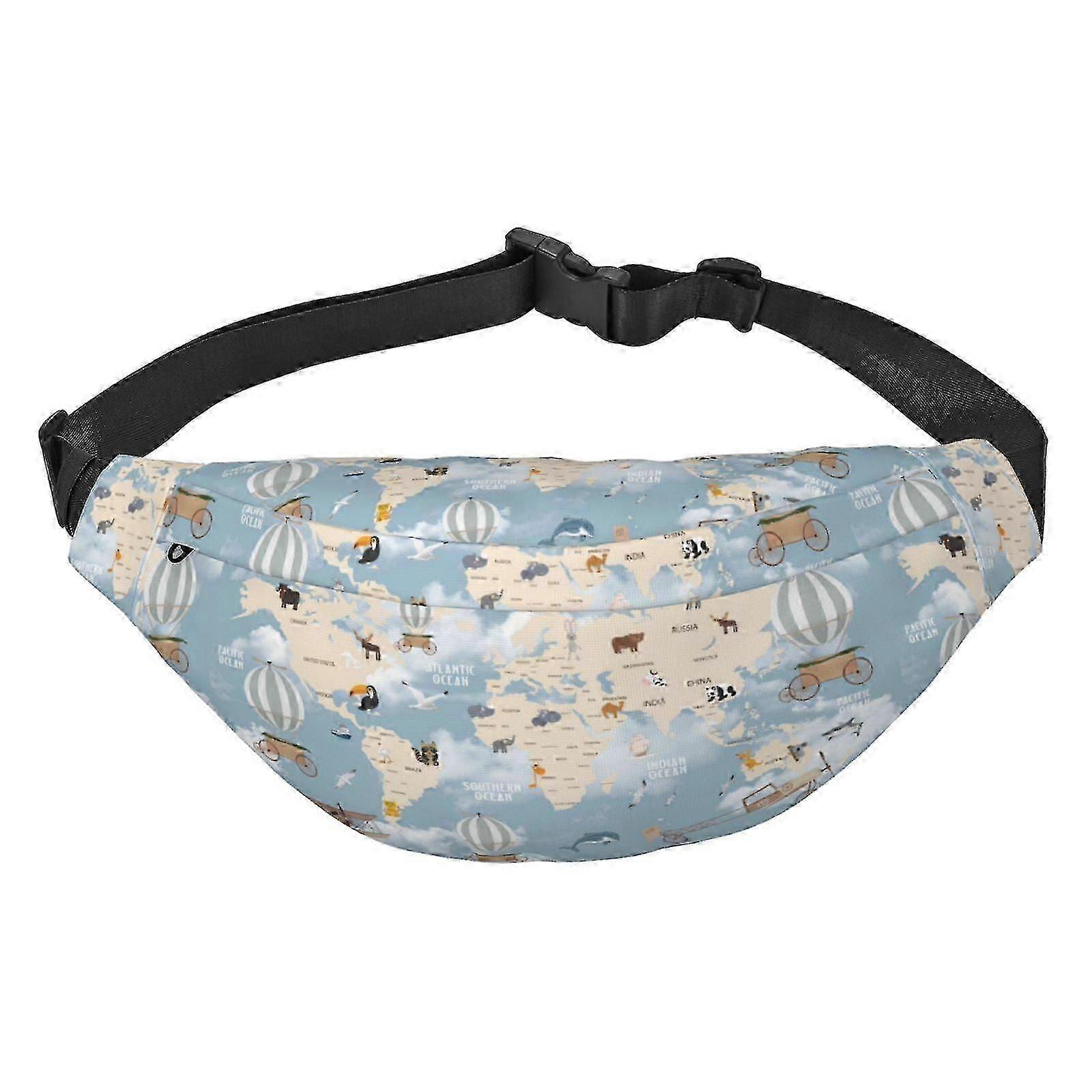 宇宙遊泳プリントファニーパック、ウエストバッグヒップパック旅行ハイキングランニングアウトドアスポーツ-animalstravelworldmap sb2348